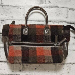 Woolrich x Target Plaid Wool Faux Leather Satchel Bag | Fall Handbag